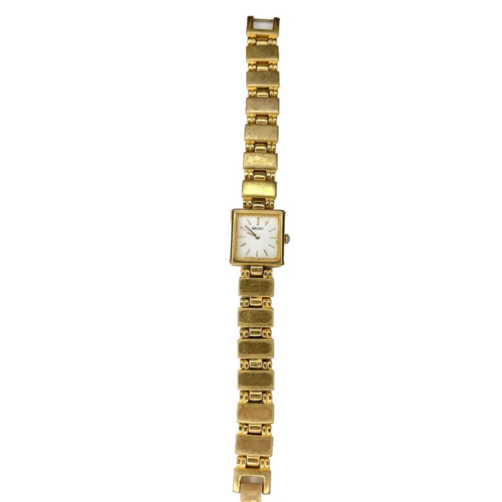 Vintage Seiko V400-6280 Square Watch 1970s Gold Plated Bracelet Japan Quartz